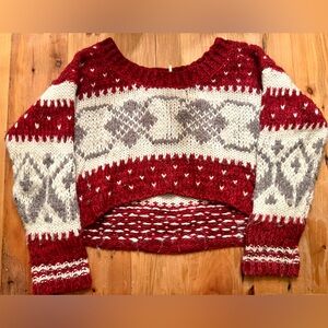 Free People Chunky Fair Isle Cropped Sweater